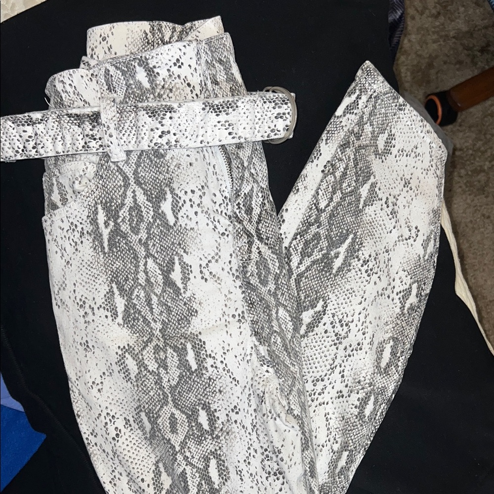 H&M Snake Print Jeans with Belt